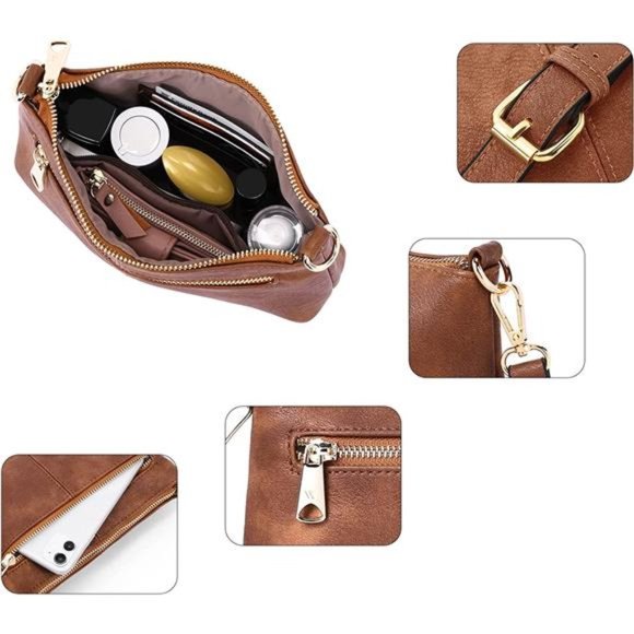 Small Crossbody Bag for Women Vegan Leather Wallet Purses Satchel Shoulder Bags - Picture 9 of 12